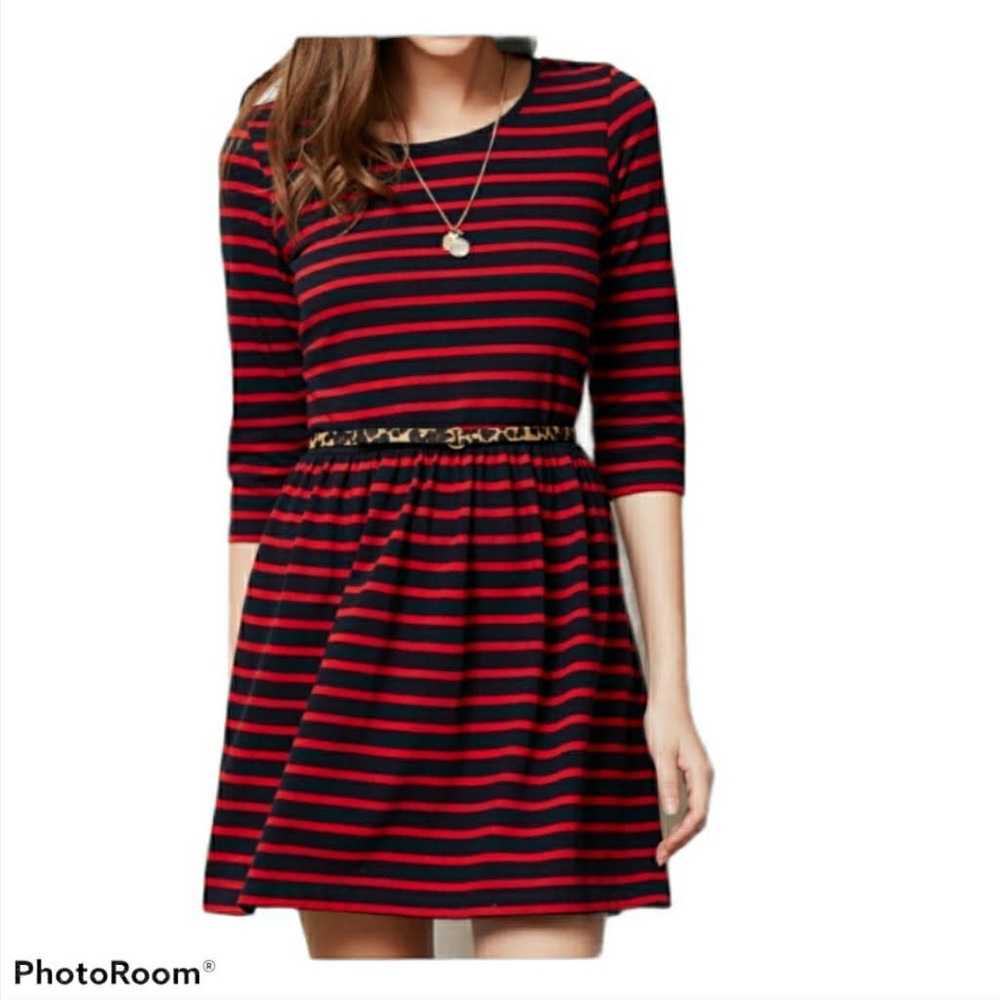 Anthropologie Gannj  xs navy & red mini dress